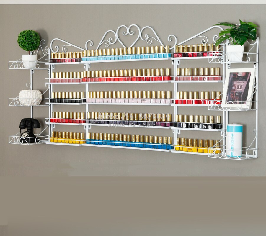 Multi-Lagen Opslag Muur Manicure Cosmetica Display Stand Moderne Metalen Nagellak Organizer Opslag Rack Plank Voor Muur