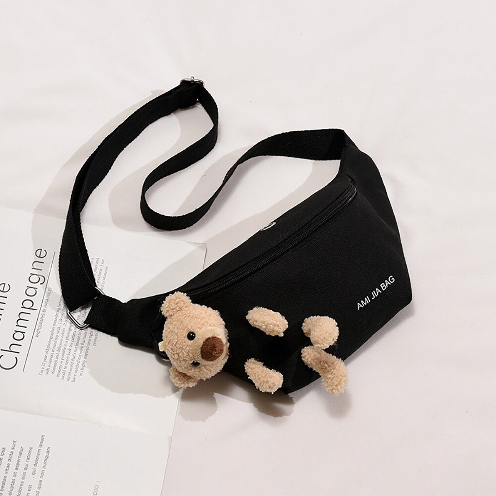 Candy Color Cute Belt Bag For Women Bear Doll Female Fanny Pack Travel Outdoor Banana Bag Girl&#39;s Lady&#39;s Bum Bag