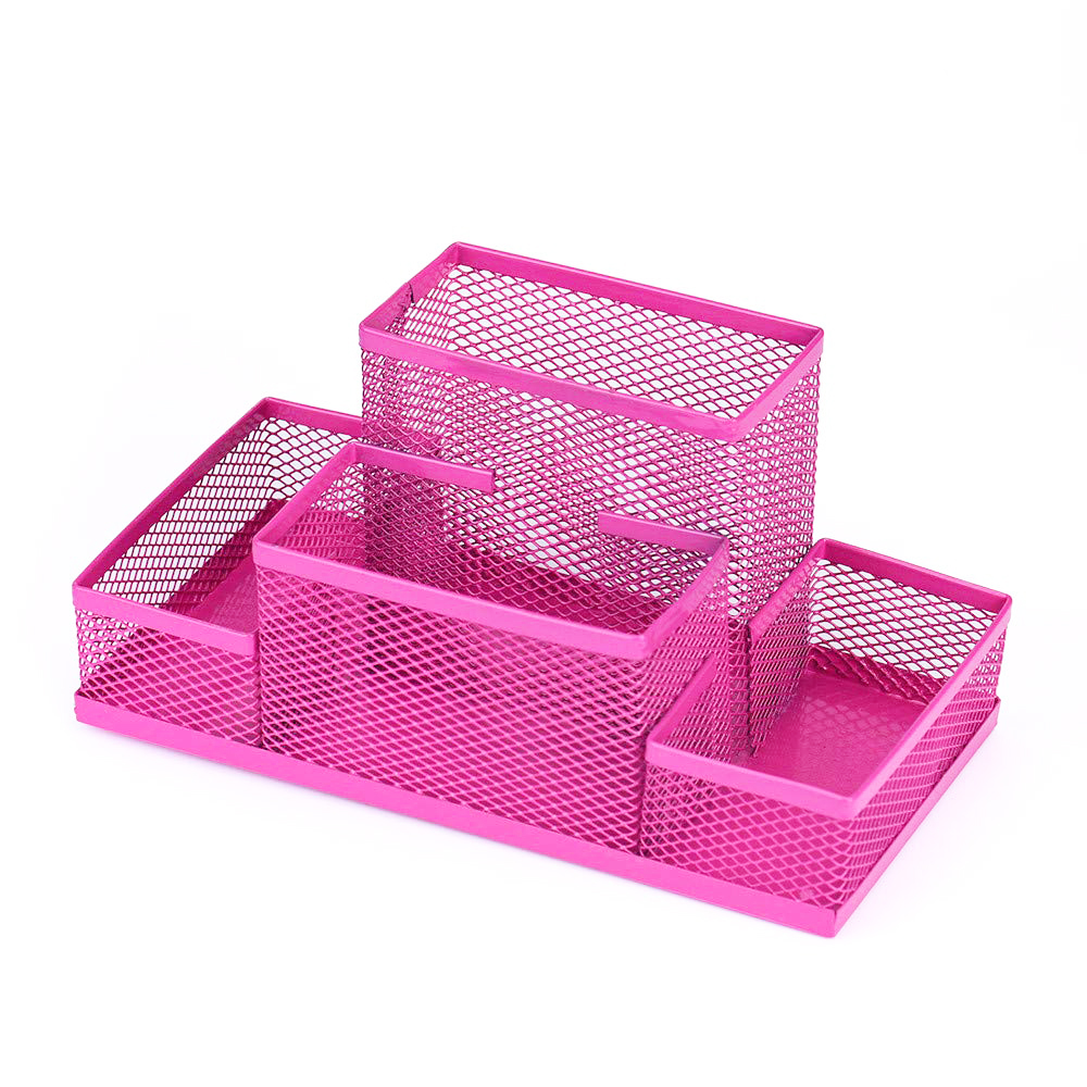 Xrhyy 3- farve penholder metal mesh hjemmekontor pen papirvarer opbevaring organizer multifunktionsboks top-skrivebord blyantholder