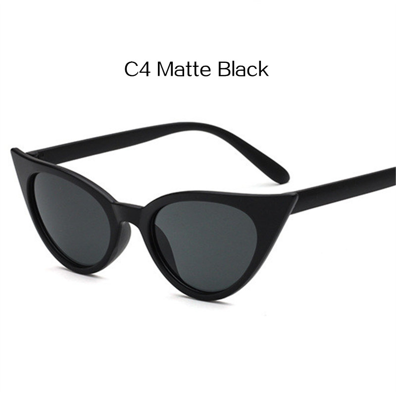 Gafas de sol YOOSKE de ojo de gato, gafas de sol Retro de tamaño pequeño, gafas de sol estilo ojos de gato, cristales transparentes, montura de gafas Vintage para mujer: Matte Black