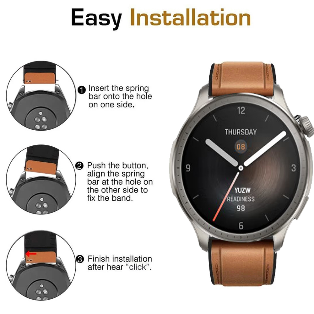 22mm nahkaranneke gtr 4 ranneketta huami amazfit gtr 3 pro gtr 4 kellonrannekkeet gtr 3/ gtr 2/2e stratos 3 2s 47mm rannehihna