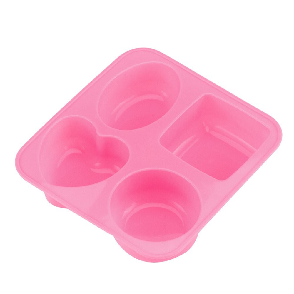 Molde de silicona para pudín, molde de silicona para jabón de 4 cavidades hecho a mano para decoración de velas, suministros para manualidades de jabón: pink