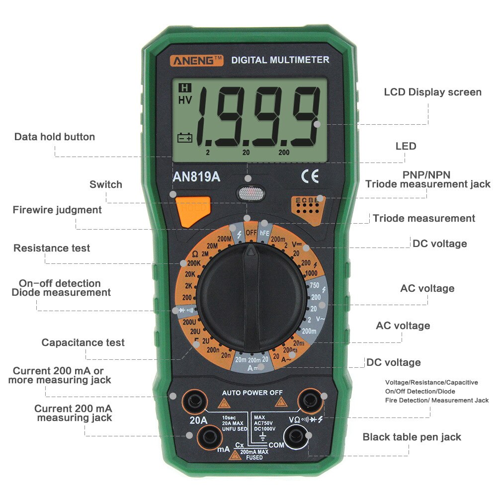 ANENG AN819A Digital Multimeter esr meter true rms digital multimeter tester voltmeter battery tester multimetro richmet
