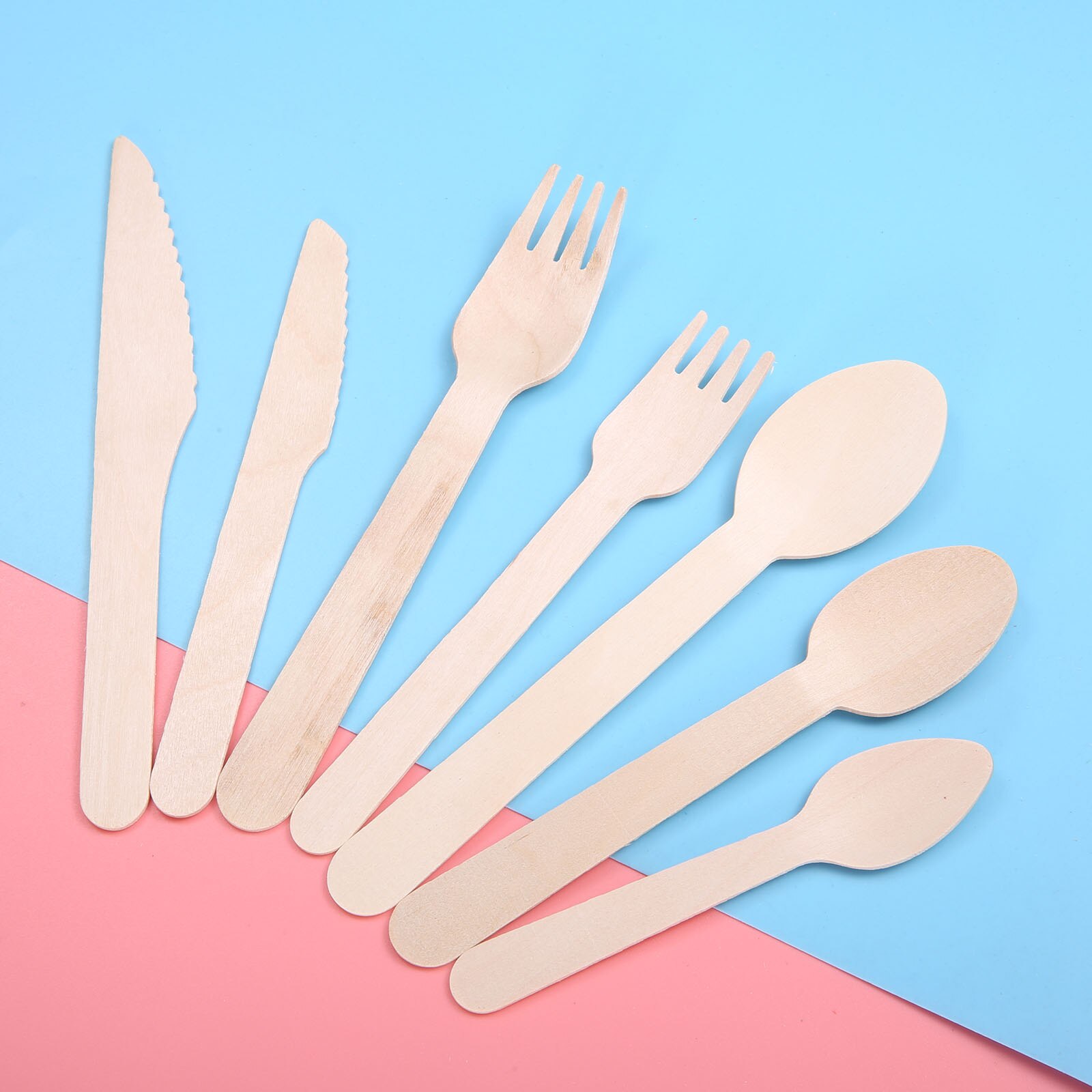 50 stuks houten keukenbenodigdheden, wegwerplepels/vorken/snijders, dessertservies, bruiloftsfeestbenodigdheden