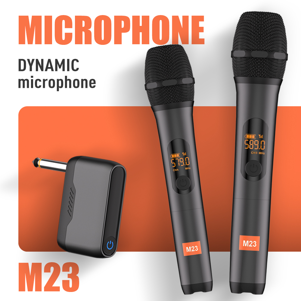 Micrófono inalámbrico M23 UHF, sistema de Karaoke de 2 canales, batería de litio integrada, micrófono de mano inalámbrico para altavoz de de Iglesia