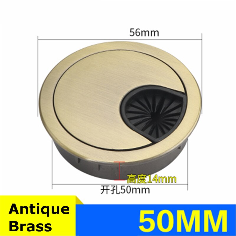 Wonzeal Zinc Alloy Round Table Wire Hole Covers Outlet Port Computer PC Desk Cable Grommet Line Holder 50mm/53mm/60mm/80mm: Antique Brass 50mm