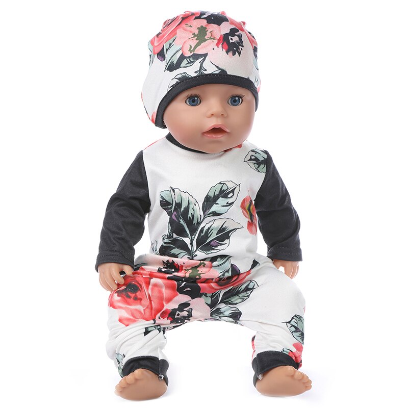 pass 17 tommers født baby 43cm dukke klær tilbehør 3- stykke lue rose kjole til baby bursdag festival