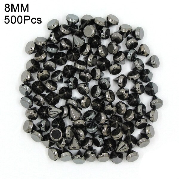 Picos y tachuelas de plástico cónico de 8/10MM, 2 agujeros, para coser, para tela, plata, oro, negro, CCB, remaches de cuero, artesanías Punk para bolsas: 8MM Black 500Pcs