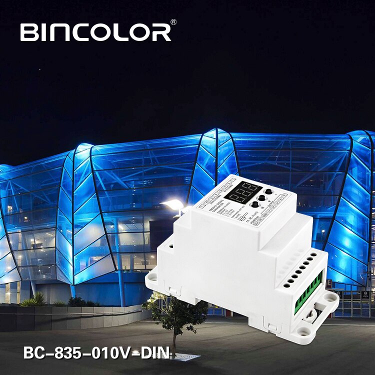 BC-835-010V-DIN DC12V 24V 5CH Led Din Rail DMX512/1990 Signaal Naar 0-10V Of Pwm DMX512 controller 10V 5V Signaal Converter DMX512