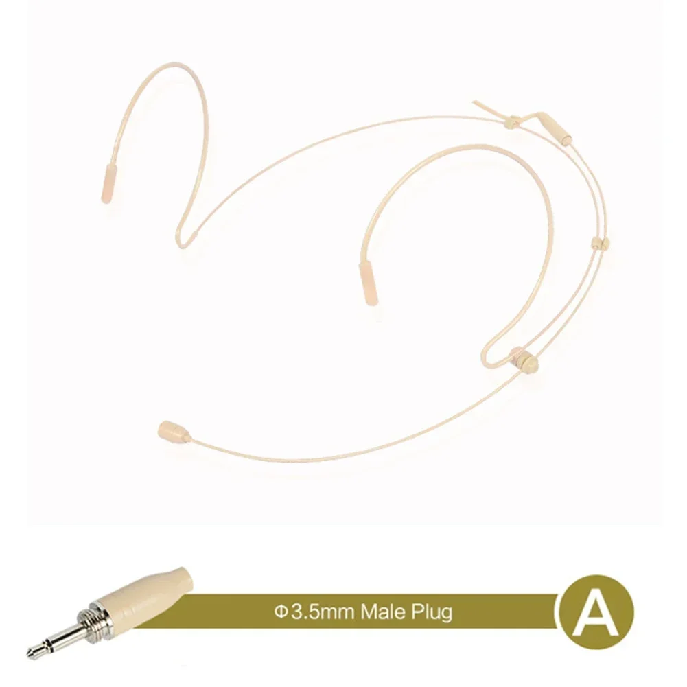Adjustable Beige Double Earhook Capacitor Headset Mic