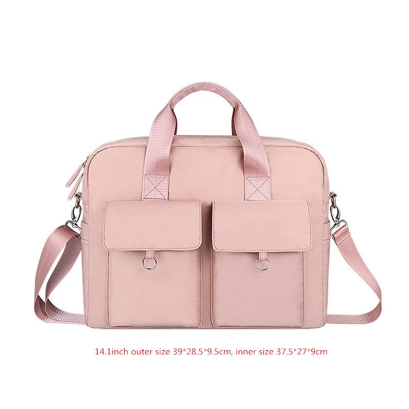 Waterproof Shockproof Laptop Bag Briefcase Men's Women's Shoulder Tote Crossbody Travel Office Business Document Storage Pouch: Pink M