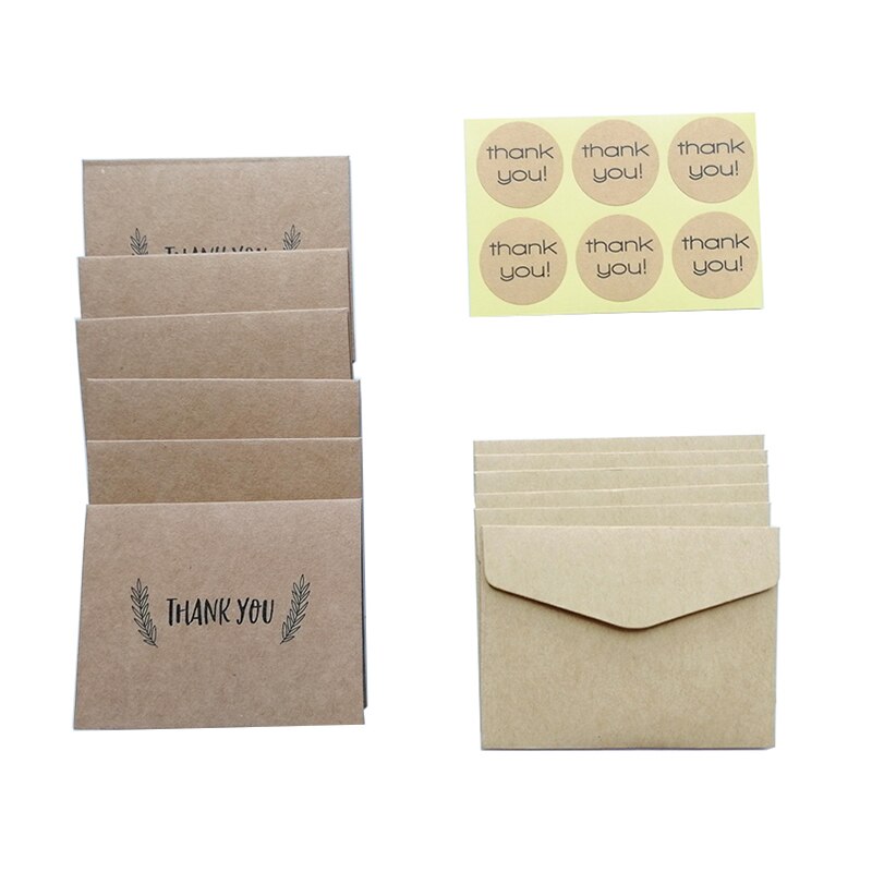 6pcs Kraft Message DIY Folding Birthday Wedding Invitations Party Handwritten Blessing Greeting Cards Kids Mini Stationery: Wheat ears