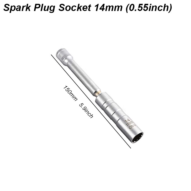 Magnetic Spark Plug Socket Key Wrench Adapter Swivel Long Extension Install Replace Repair Kit Torque Remove Removal Gap Tool: Light Grey