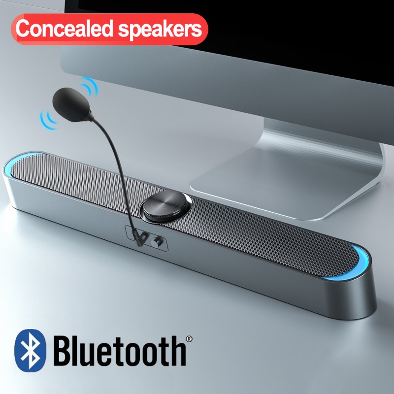 Bluetooth USB Wired Computer Speaker Bar Stereo Subwoofer Bass speaker Surround Sound Box for PC Laptop phone Tablet with Mic