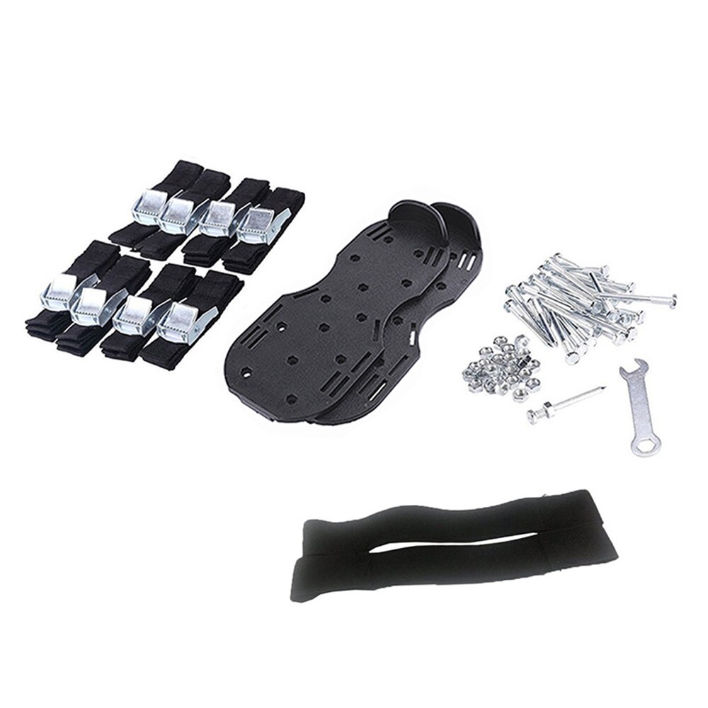 1 par de sandalias de aireador de césped revitalizante para caminar con pinchos de césped, zapatos con 4 correas ajustables, herramienta de jardinería: Black