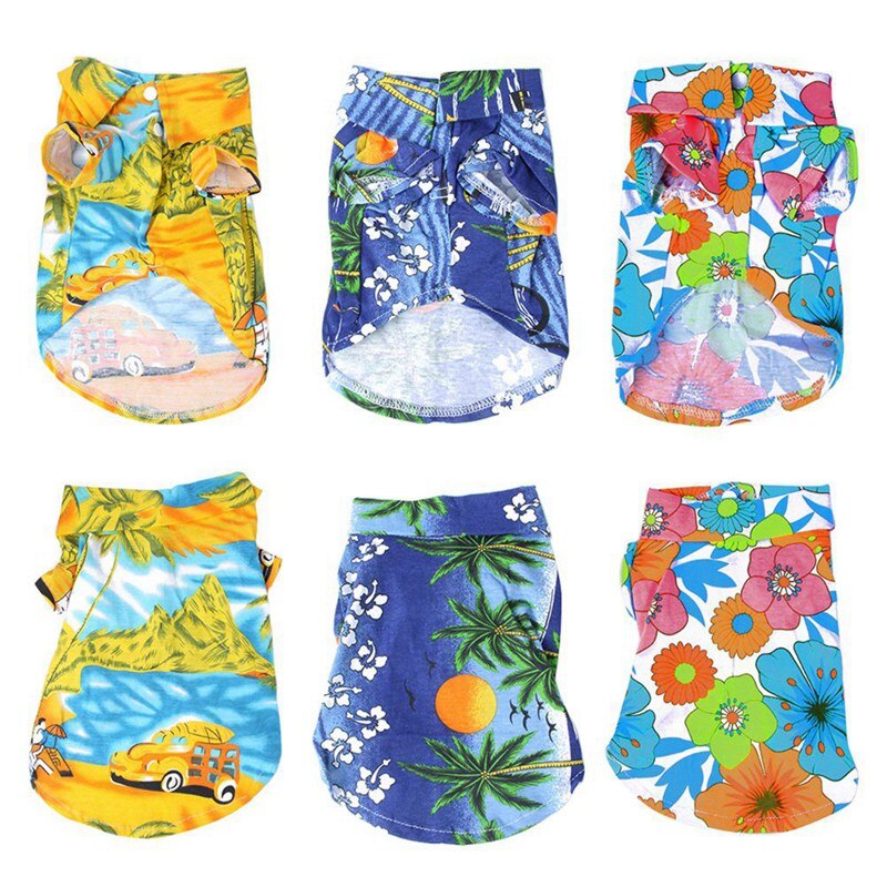 Hond Lente Zomer Gedrukt Strand Overhemd Hond Casual Reizen Kleding Bloemen Korte Mouw Shirts