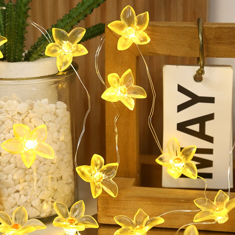 1m 2m 20 led'er lilje fe lyskæder lyserøde blå blomsterkæder batteridrevne til udendørs juleguirlandedekoration