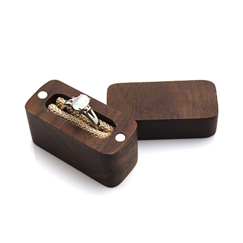 Caja de madera para anillos de compromiso, propuesta, ceremonia de boda, caja para anillos de exhibición de Joyas, caja para anillos
