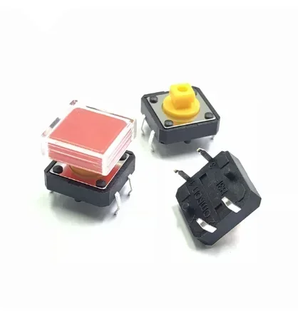 10 Stuks B3f Tactiele Drukknopschakelaar + A14 Kleur Hoed 10 Stuks + Transparante Dop 10 Stuks Kortstondige Tact Touch Microschakelaar 12*12*7.3Mm: Rood