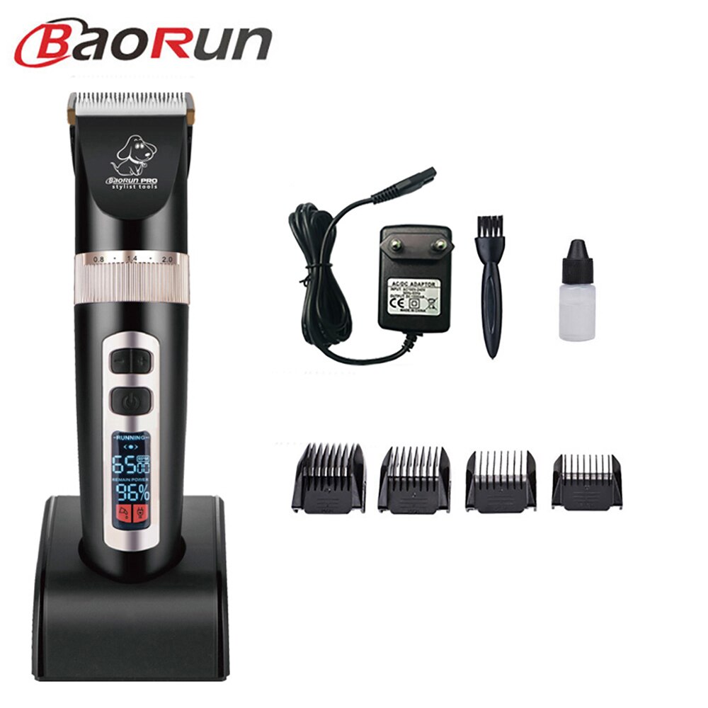 Baorun-cortapelos P9 para perros, afeitadora con pantalla LCD, para aseo de gatos y mascotas: Black with Box