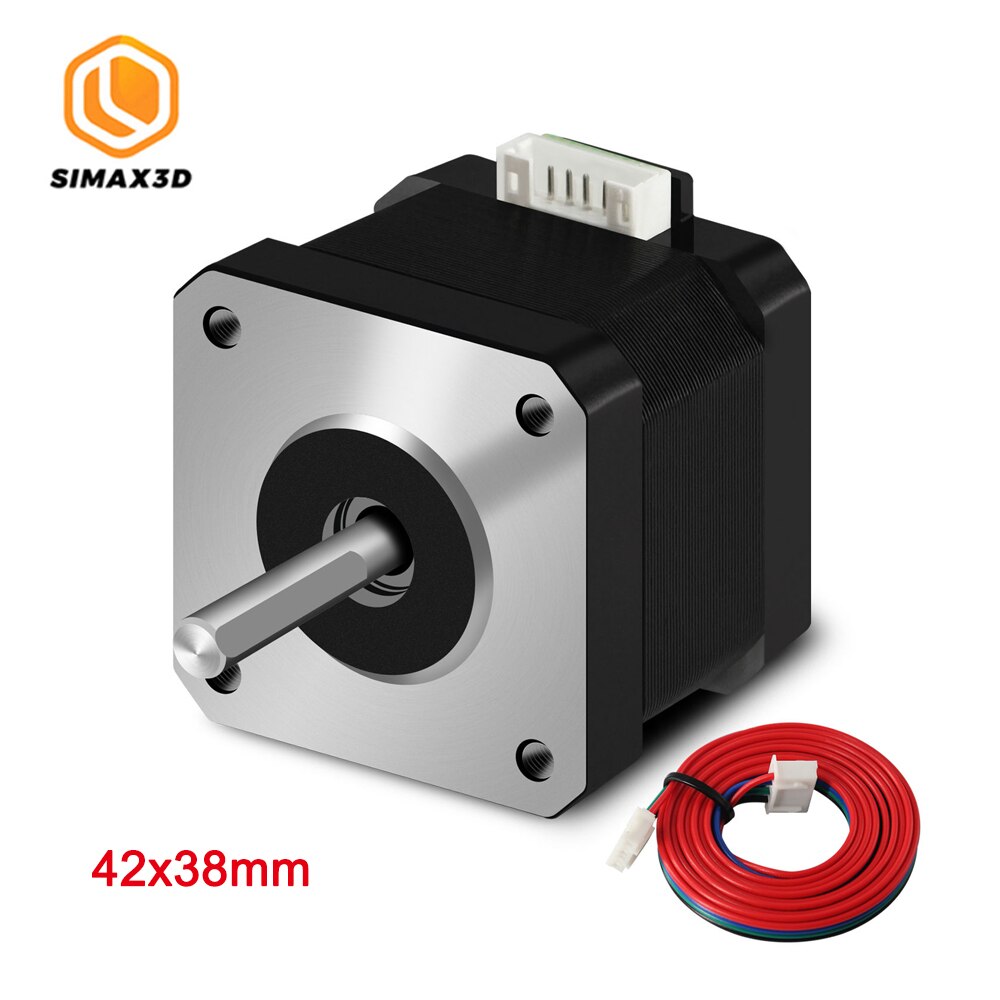 SIMAX3D Nema 17 Stepper Motor 42N.cm (60oz.in) High Torque 1.5A (17HS4401) 1.8 Degree 38MM 4-Lead with 1m Cable and Connector