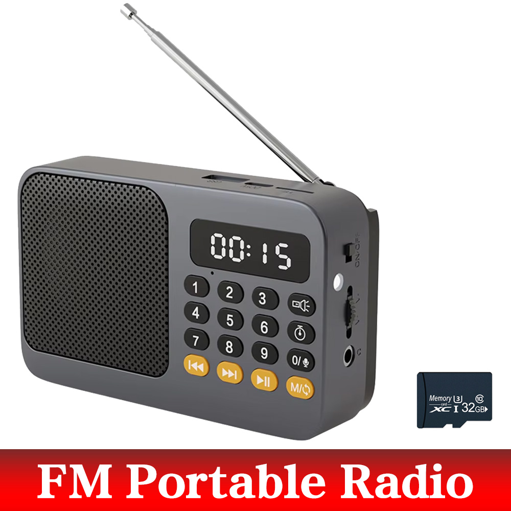 Radio FM portátil de 32GB, caja de sonido recargable de emergencia con Bluetooth 5,0, Mini altavoz Vintage, altavoz de Radio MP3 de banda completa: Naranja