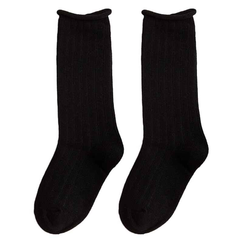 Kinderen meisjes lange laarzen sokken effen snoepkleur beenwarmer verticale streep slang: 2- zwarte / Ik