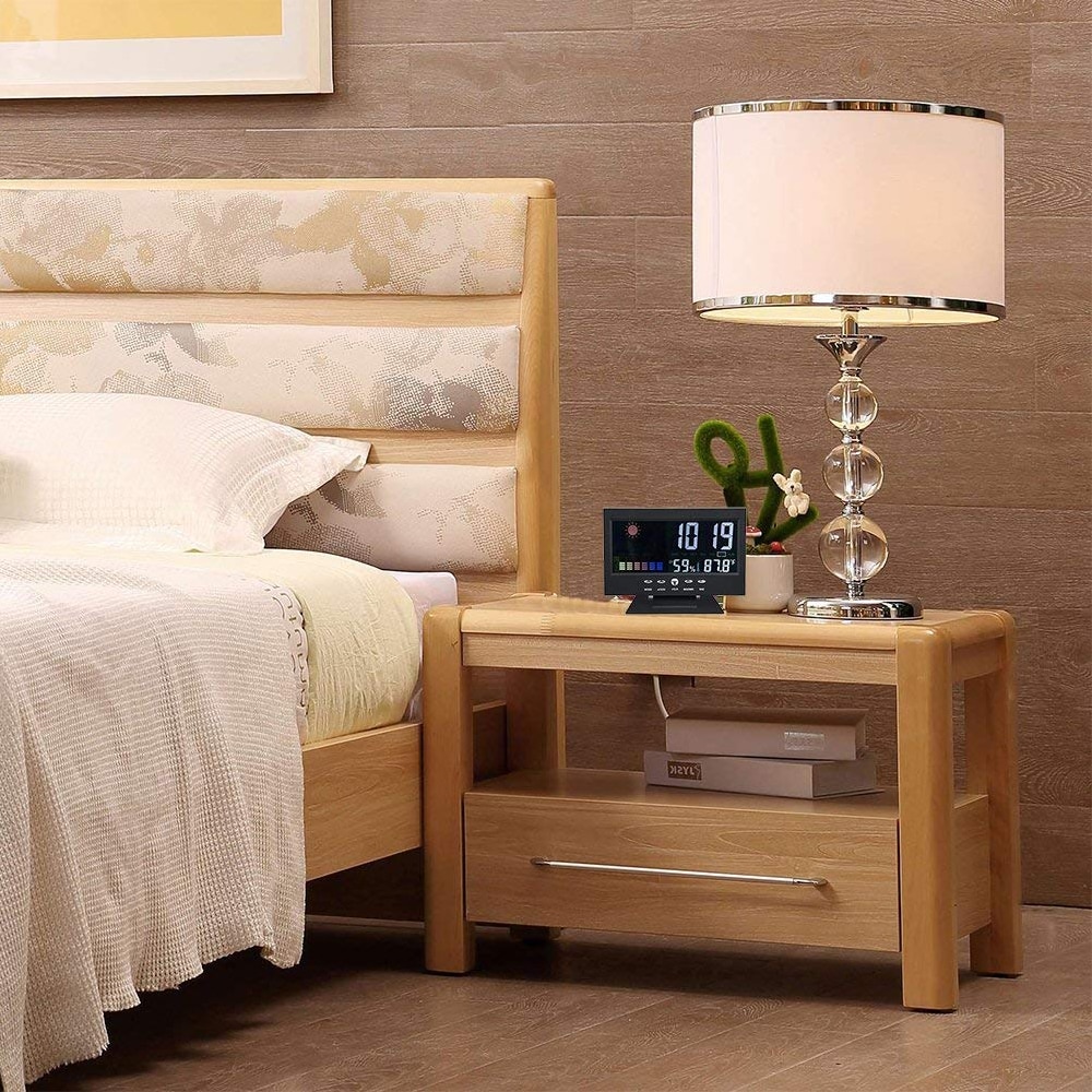 Weather Station Car Thermometer LCD Color Screen Indoor Temperature Humidity Calendar wiith UBS Cable Universal Alarm Clock