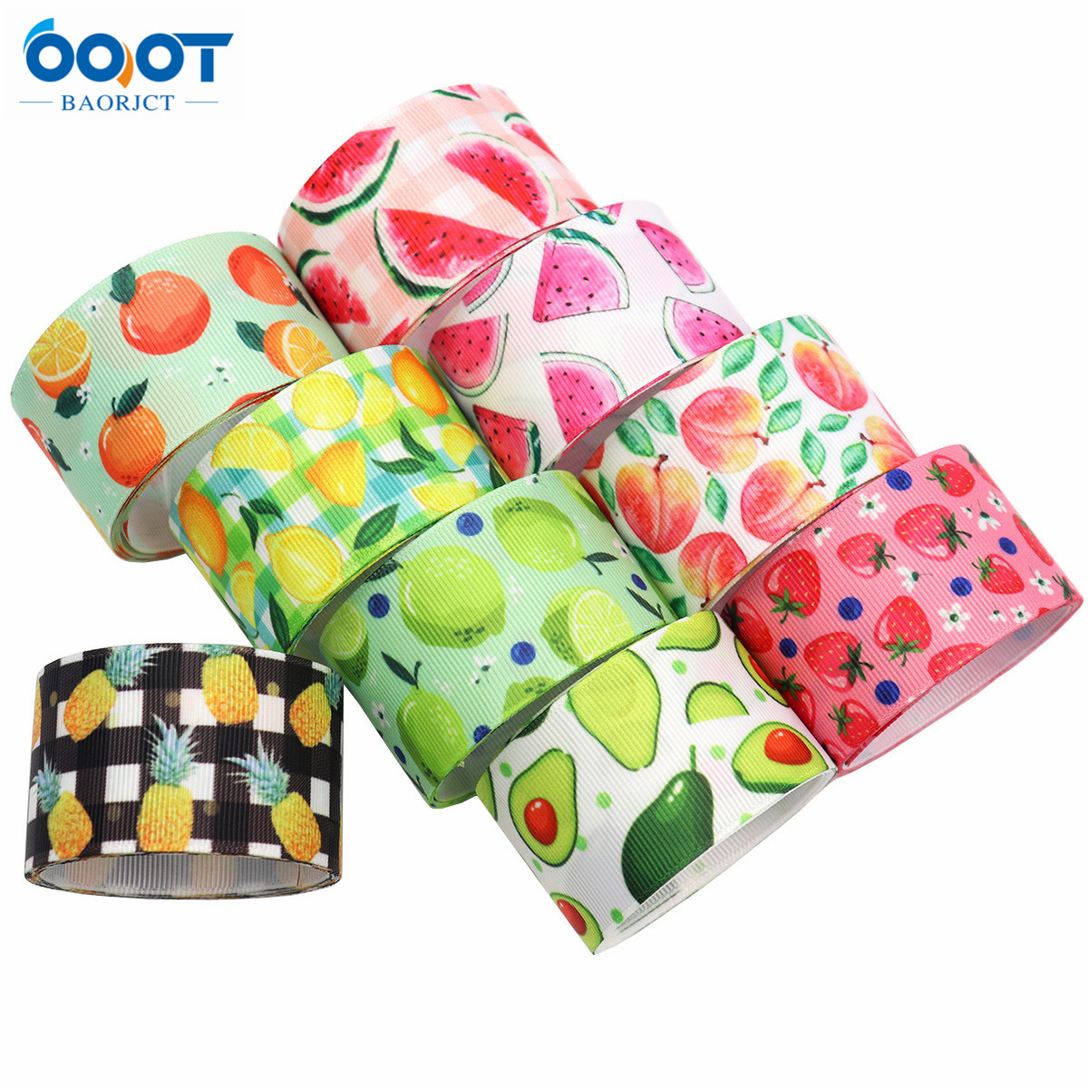38Mm 10Yards M-21610-789 Fruit Serie Thermische Overdracht Gedrukt Grosgrain Linten, Boog Cap Diy Party Verpakking Materialen