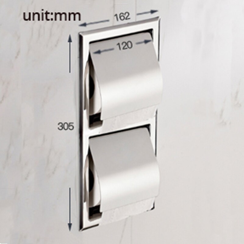 Recessed Toilet Paper Support sus 304 Stainless Steel Toilet Paper Holder Wall Roll Holders Tissue Box Cover Toilet Roll Holder