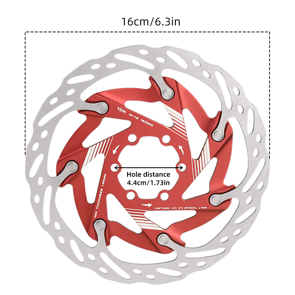 VXM Bicycle 6 Bolt Floating Disc Brake Pads Aluminum Allo 160mm Cooling Disc Heat Dissipation Down Hill Floating MTB Brake Rotor