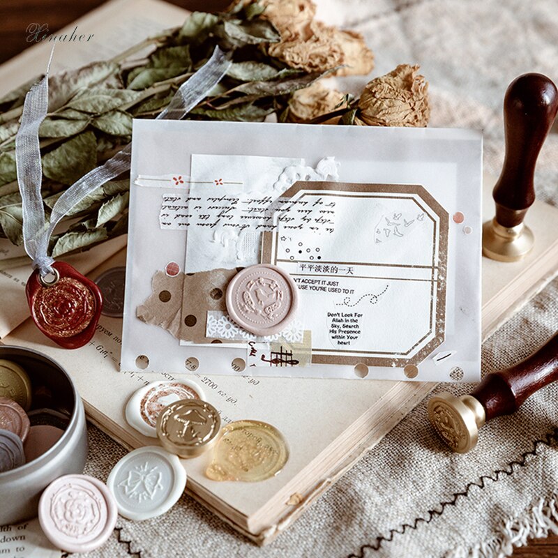 Messing hoved voksstempler retro plante dyr plombering voks stempel bryllup invitation træhåndtag stempler julekort vokssæl stempel
