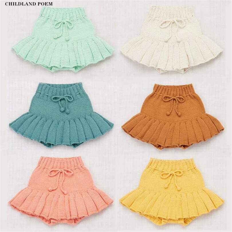 Baby Meisjes Rok Gebreide Babykleertjes Herfst Winter Ruffle Tulle Peuter Rok Met Shorts Katoen Kinderen Rokken Voor Meisje 1-5Y