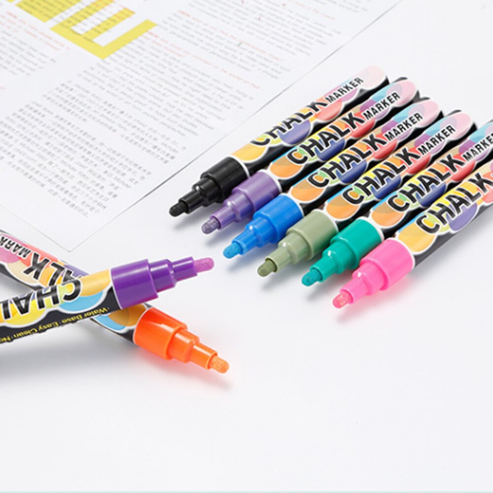 10Pcs Liquid Chalk Marker 6mm Pen Tip Erasable Comfortable Pen for Glass Blackboard Fluorescent Panel Stationery Office Supplies