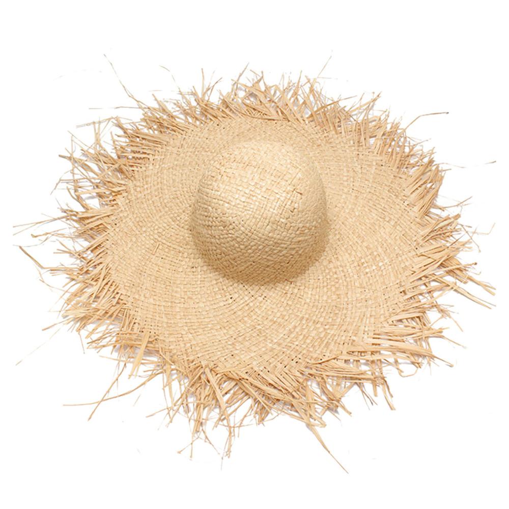 Sombreros de paja hechos a mano nuevos para mujer, sombreros de paja para el sol de gran , rafia Natural Panama, sombreros de paja para el sol para las vacaciones #060
