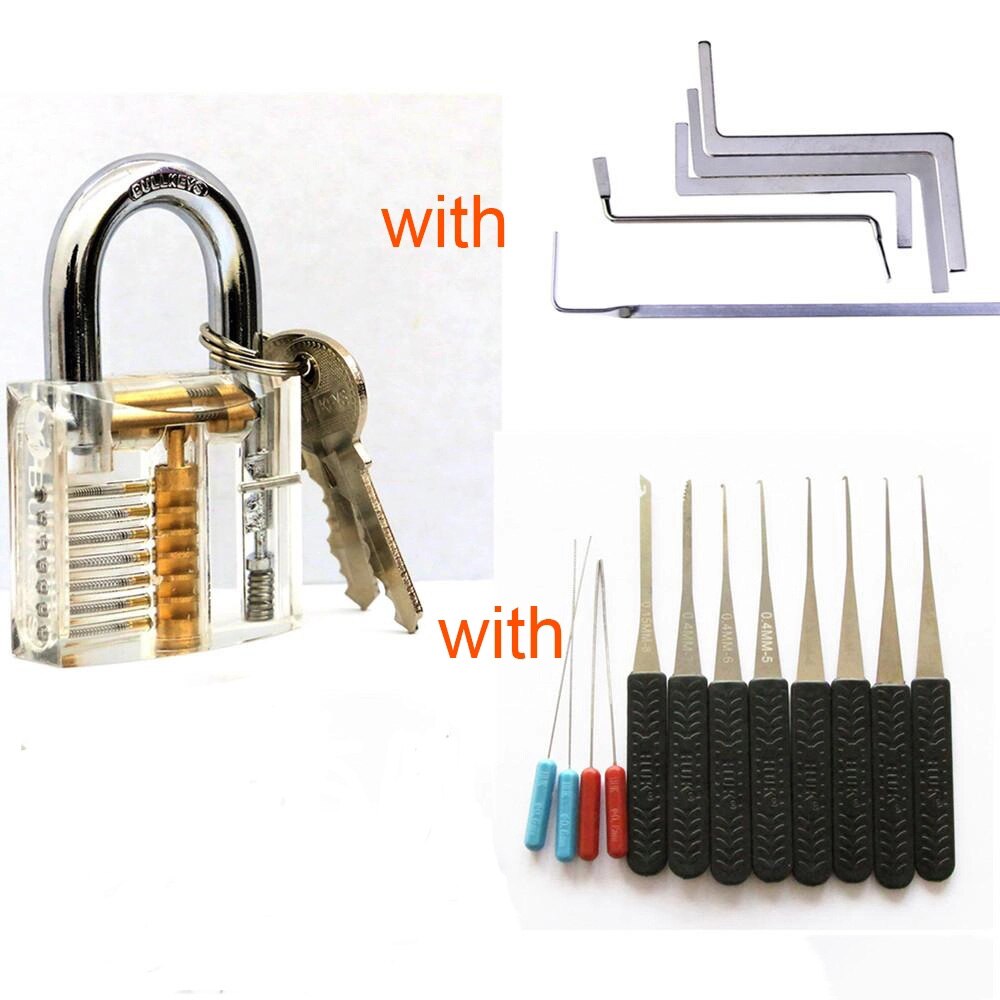 Kit De 24 Outils De Crochetage De Serrure Avec 4 Cadenas D'Entraînement Transparents - Pour Débutants Ou Passionnés
