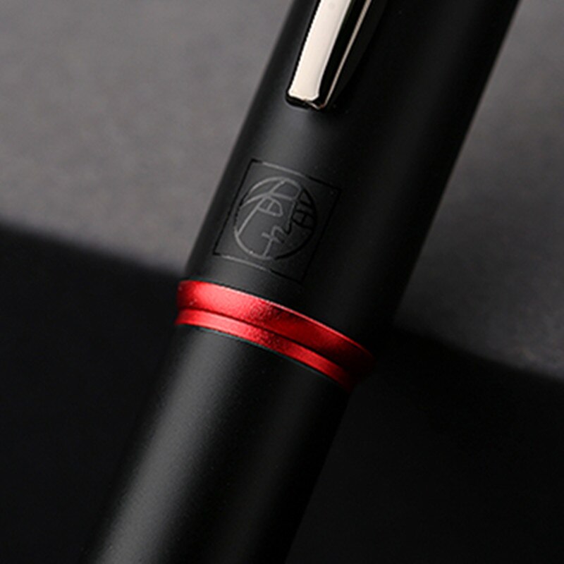 bolígrafo de tinta Picasso Pimio negro, pluma de Metal negro EF/M/plumín curvo 0,38/0,6/1,0mm, anillo rojo mate, bolígrafo de tinta para de negocios y oficina