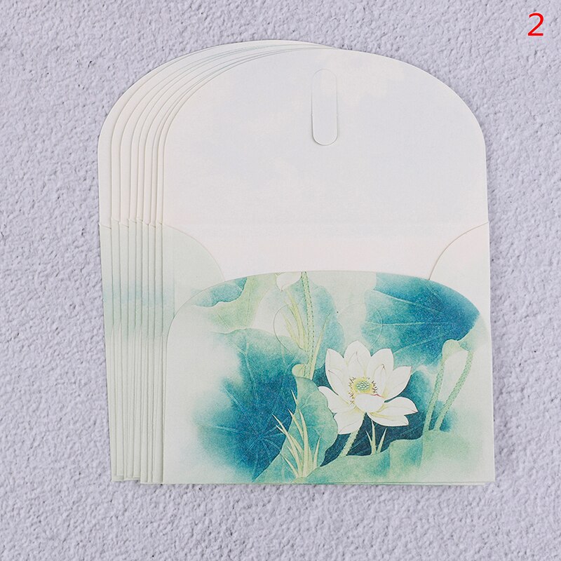 10 juegos de Sobres de papel con flores estilo chino clásico para cartas, papelería creativa, tarjetas postales de papel, tarjetas de papel, álbumes de recortes