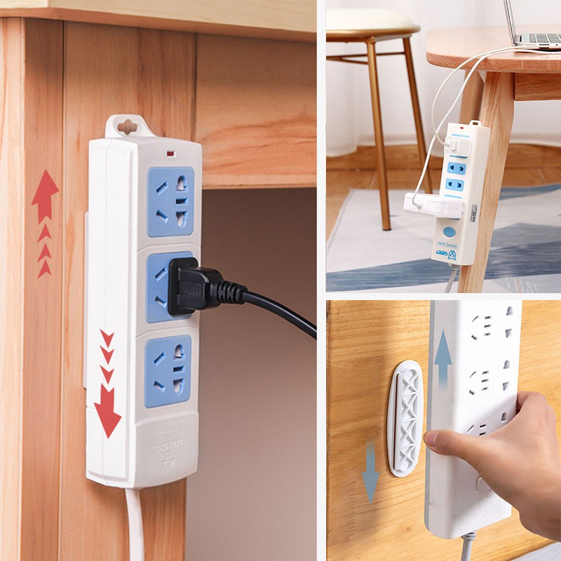 Wall-mounted Socket Extension Cord Sticker Panel Bracket Household Wiring Board Plug-in Router Cable Hook Hang Anywhere