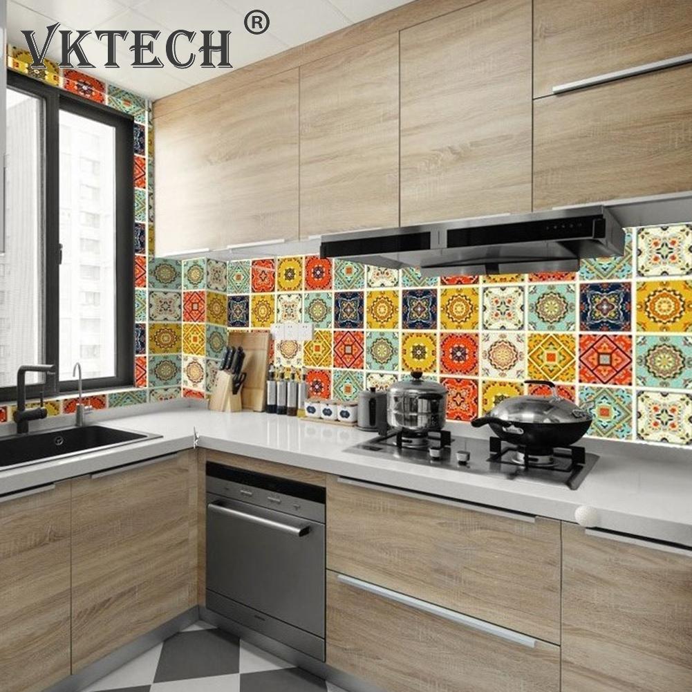 Retro Pattern Tile Floor Stickers PVC Waterproof Self Adhesive Paste DIY Wall Ground Bathroom Kitchen Decor Wall Floor Stick