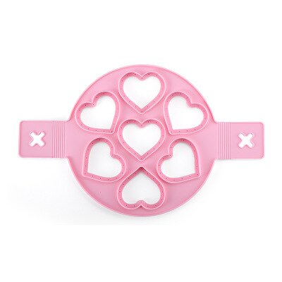 1Pcs Silicone Non Stick Fantastic Egg Pancake Maker Ring Kitchen Baking Omelet Moulds Flip cooker Egg Ring Mold: 7-PINK-HEART