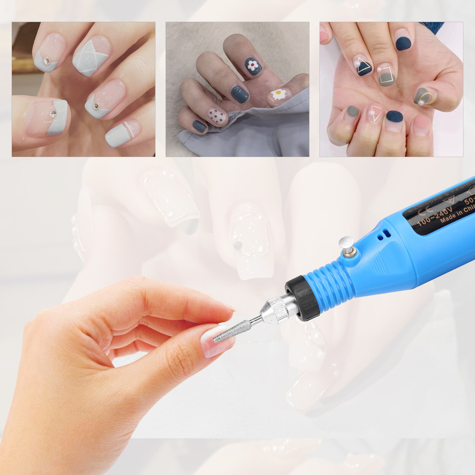 Handheld Mini Electric Grinder Nail Gelatum Removing Tool Polishing Machine Speed Adjustable Grinding Rotary Tool Kit