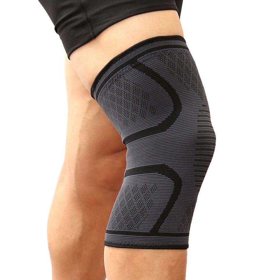 1Pcs Fitness Hardlopen Fietsen Knie Ondersteuning Braces Elastische Nylon Sport Compressie Knie Pad Sleeve Voor Basketbal Volleybal: Black
