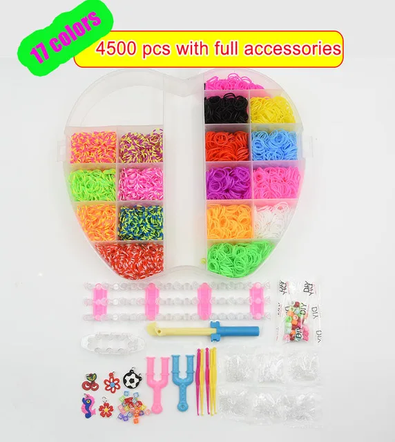 Kit de bandes de métier à tisser en caoutchouc fait à la main pour enfants, métier à tisser torsadé, fabricant de bracelets, kits exécutifs, navire chia, en stock, bricolage: Rouge
