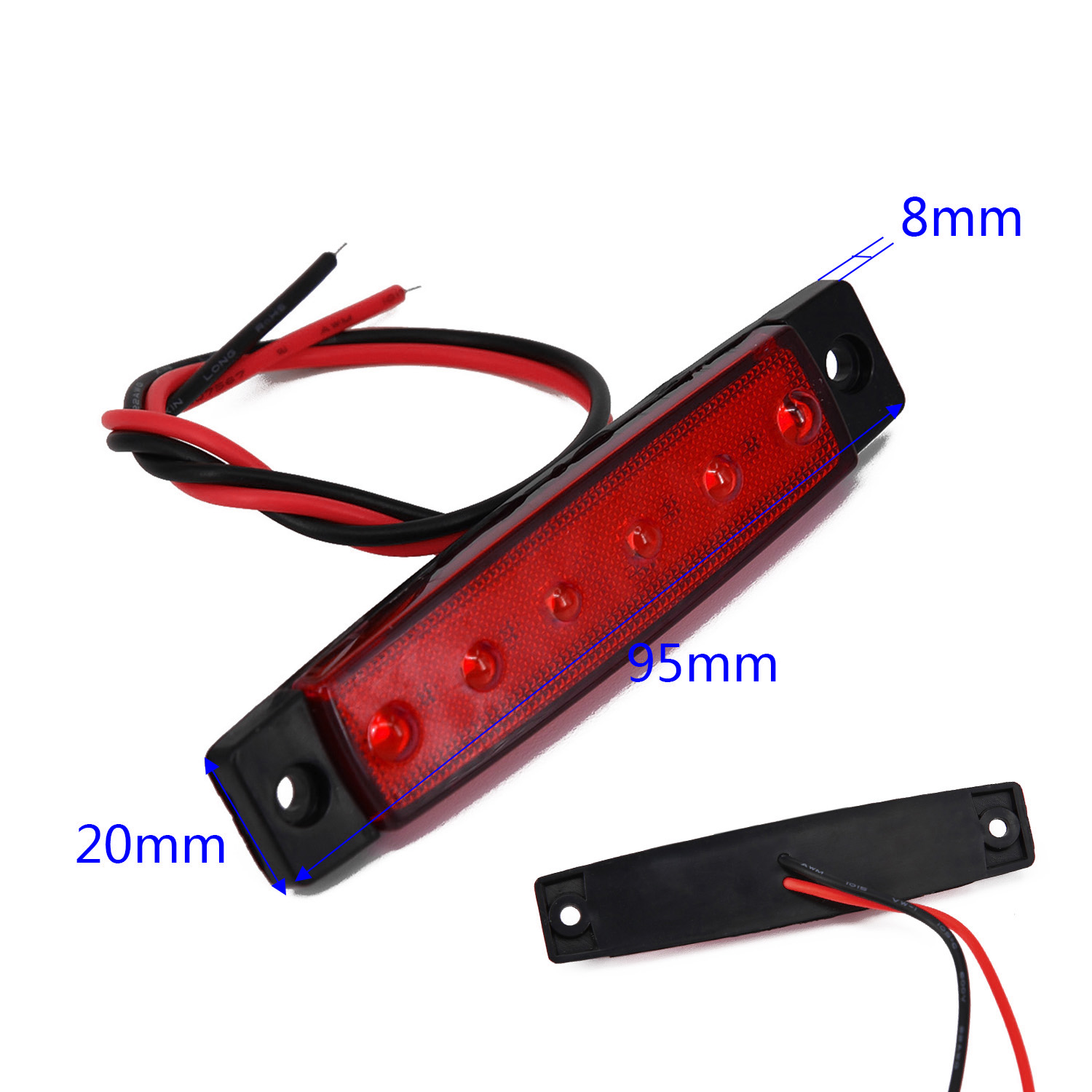 Red 12V 6 LED Side Marker Light for Cars Trailer Boat Lorries Indicator Lamp LED Truck Boat Bus Trailer Side Marker Rear