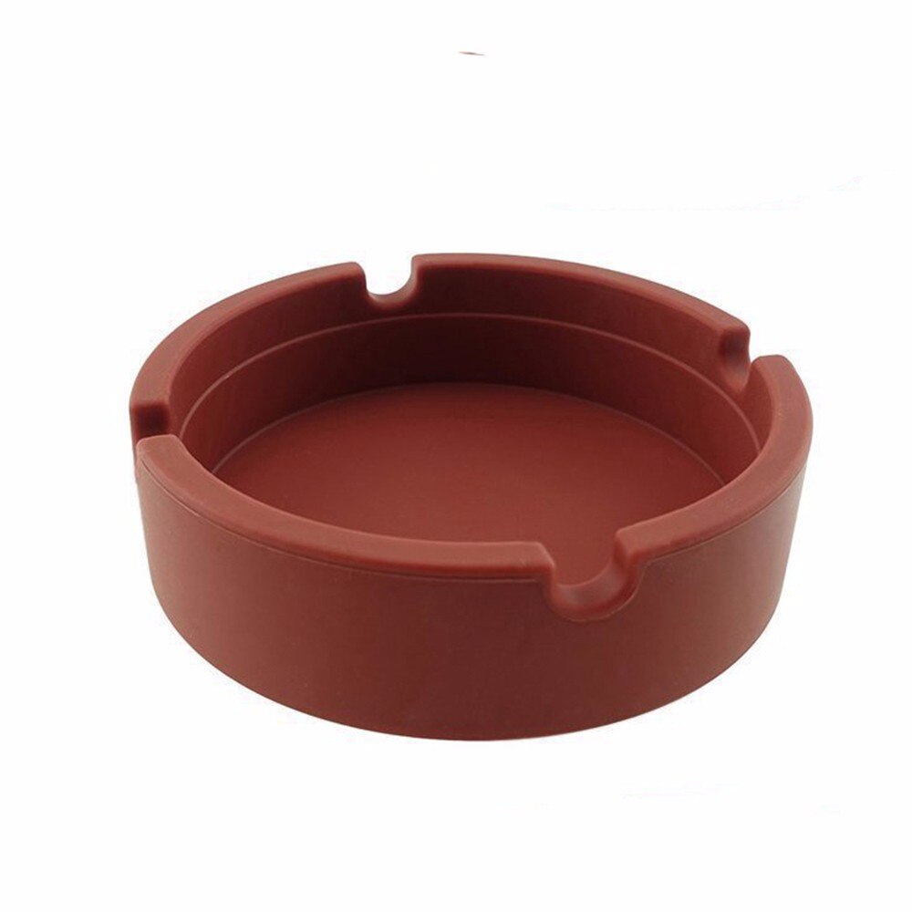 Silicone Rubber Round Ashtray Eco-friendly Fall-proof Noctilucent Ashtray Home Decoration #50: Brown 