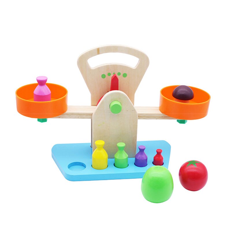 Wooden Children's Simulation Balance Scales Board Game Hands-on Teaching Educational Toys Teaching Supplies