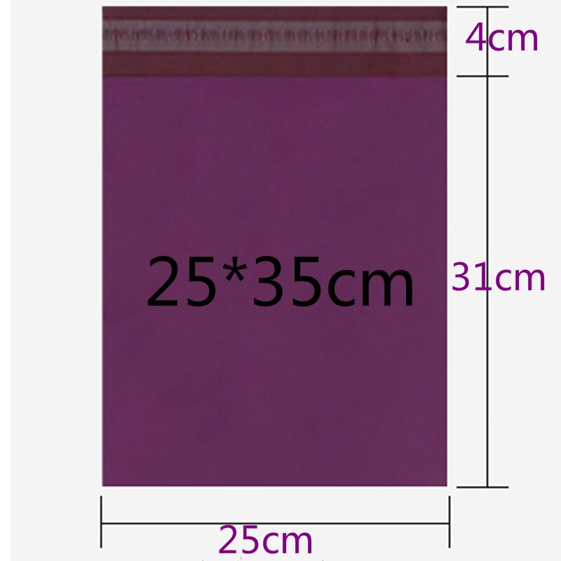 50pcs/lots Purple Tote Bag Express Bag Courier Bags Self-Seal Adhesive Thick Waterproof Plastic Poly Envelope Mailing Bags: 25x35 cm