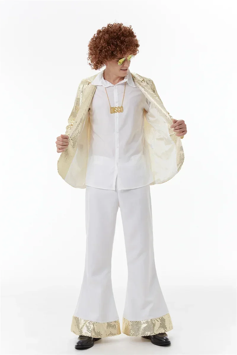 70s costumi da discoteca, costumi cosplay di halloween, vintage 80 , costumi hippy da uomo, pantaloni casual, abiti da festa per festival musicali