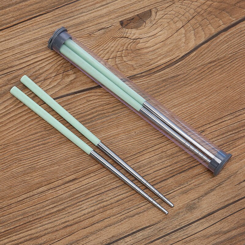 1 Paar Chinese Metalen Eetstokjes 304 Roestvrij Staal Eetstokjes Draagbare Reizen Chop Stick Herbruikbare Voedsel Sticks Voor Sushi Hashi ^ 1: 4